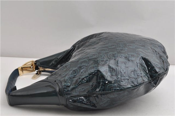 Authentic GUCCI Shoulder Bag Horsebit Motif Enamel Leather 145764 Green 6628F