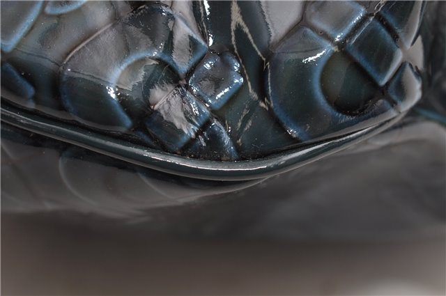 Authentic GUCCI Shoulder Bag Horsebit Motif Enamel Leather 145764 Green 6628F