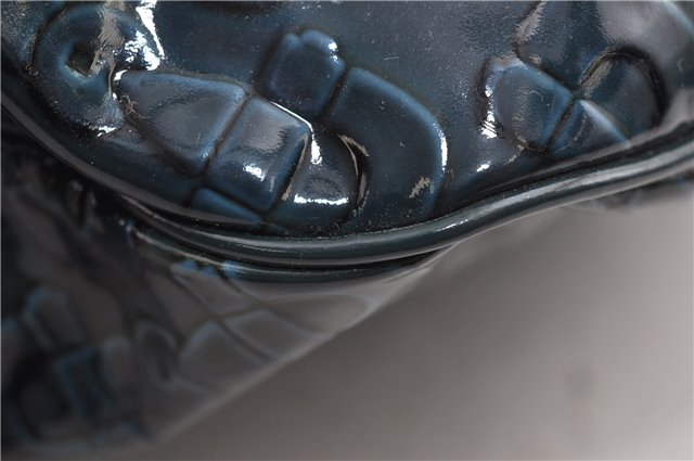 Authentic GUCCI Shoulder Bag Horsebit Motif Enamel Leather 145764 Green 6628F