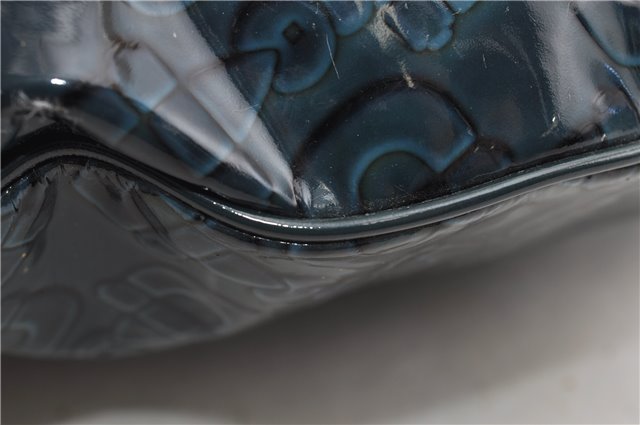 Authentic GUCCI Shoulder Bag Horsebit Motif Enamel Leather 145764 Green 6628F