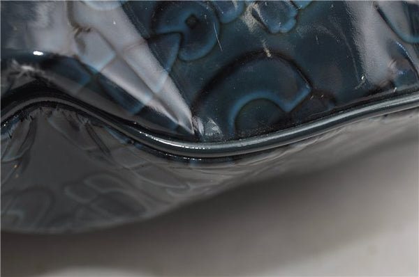 Authentic GUCCI Shoulder Bag Horsebit Motif Enamel Leather 145764 Green 6628F