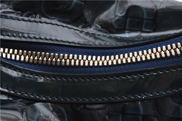 Authentic GUCCI Shoulder Bag Horsebit Motif Enamel Leather 145764 Green 6628F