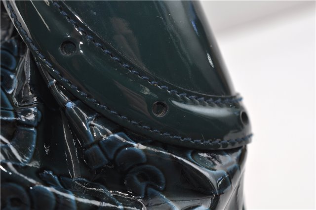 Authentic GUCCI Shoulder Bag Horsebit Motif Enamel Leather 145764 Green 6628F