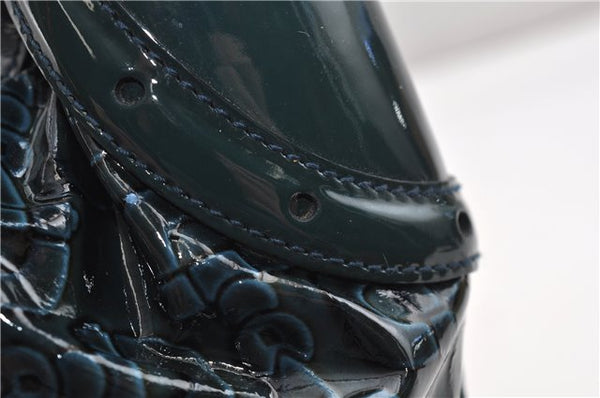 Authentic GUCCI Shoulder Bag Horsebit Motif Enamel Leather 145764 Green 6628F