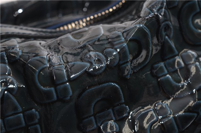 Authentic GUCCI Shoulder Bag Horsebit Motif Enamel Leather 145764 Green 6628F