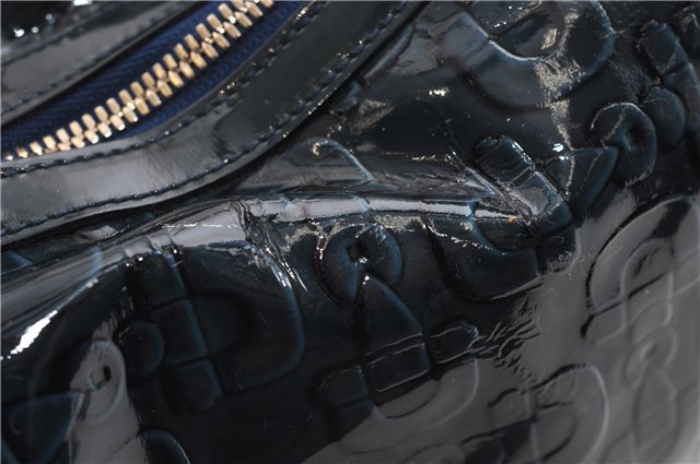 Authentic GUCCI Shoulder Bag Horsebit Motif Enamel Leather 145764 Green 6628F