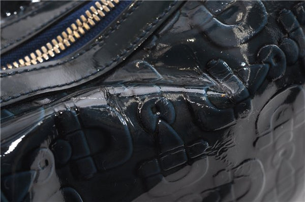 Authentic GUCCI Shoulder Bag Horsebit Motif Enamel Leather 145764 Green 6628F