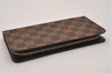 Authentic Louis Vuitton Damier Porte Monnaie Zip Purse Wallet N61728 LV 6630I