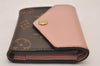 Authentic Louis Vuitton Monogram Portefeuille Zoe Wallet Pink M62933 LV 6631I