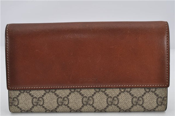 Authentic GUCCI Long Wallet Purse GG PVC Leather 410100 Brown 6632F
