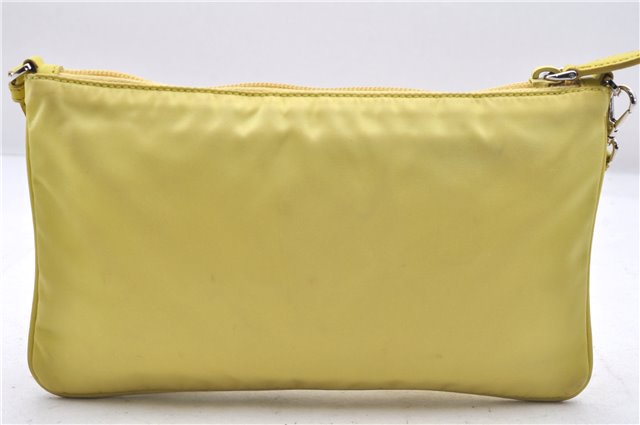 Authentic PRADA Nylon Tessuto Leather Shoulder Hand Bag Pouch Purse Yellow 6636E