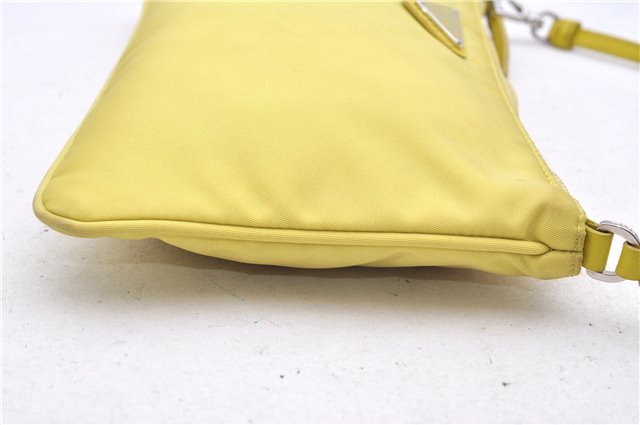 Authentic PRADA Nylon Tessuto Leather Shoulder Hand Bag Pouch Purse Yellow 6636E