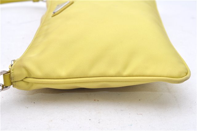 Authentic PRADA Nylon Tessuto Leather Shoulder Hand Bag Pouch Purse Yellow 6636E