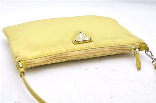 Authentic PRADA Nylon Tessuto Leather Shoulder Hand Bag Pouch Purse Yellow 6636E