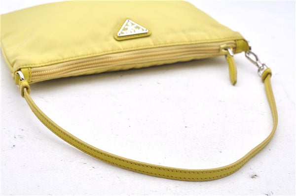 Authentic PRADA Nylon Tessuto Leather Shoulder Hand Bag Pouch Purse Yellow 6636E