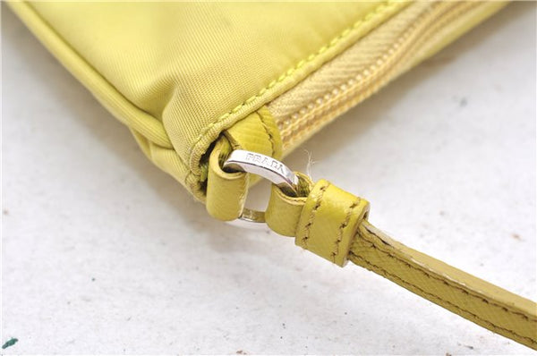 Authentic PRADA Nylon Tessuto Leather Shoulder Hand Bag Pouch Purse Yellow 6636E