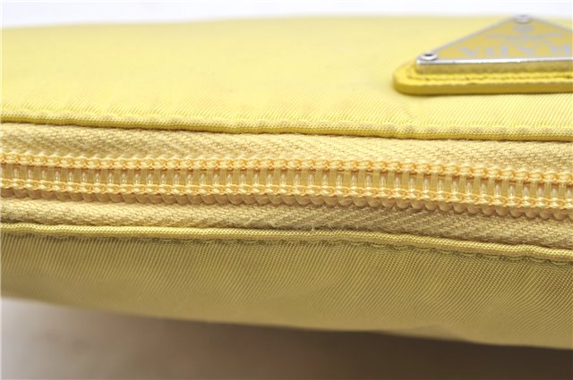 Authentic PRADA Nylon Tessuto Leather Shoulder Hand Bag Pouch Purse Yellow 6636E