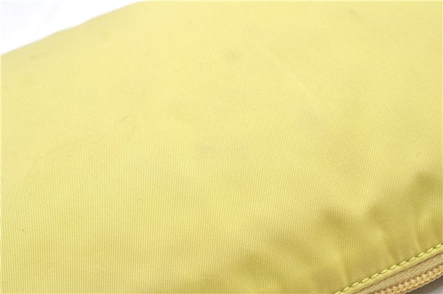 Authentic PRADA Nylon Tessuto Leather Shoulder Hand Bag Pouch Purse Yellow 6636E