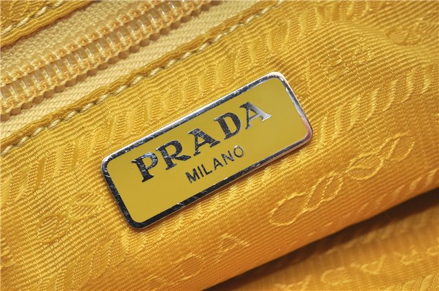 Authentic PRADA Nylon Tessuto Leather Shoulder Hand Bag Pouch Purse Yellow 6636E