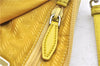 Authentic PRADA Nylon Tessuto Leather Shoulder Hand Bag Pouch Purse Yellow 6636E