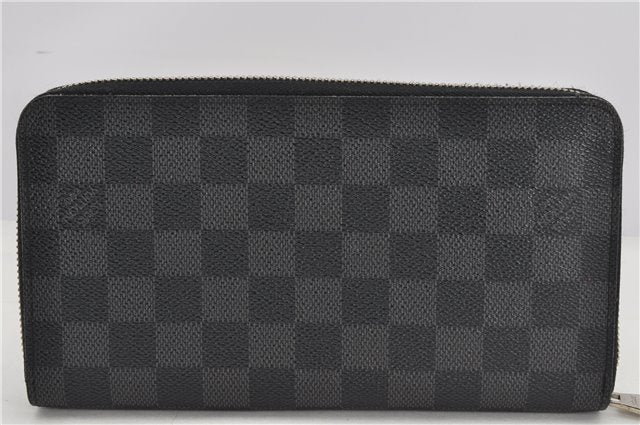 Authentic Louis Vuitton Damier Graphite Zippy Organizer Wallet N63077 LV 6636F