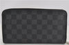 Authentic Louis Vuitton Damier Graphite Zippy Organizer Wallet N63077 LV 6636F