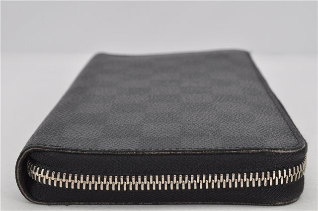 Authentic Louis Vuitton Damier Graphite Zippy Organizer Wallet N63077 LV 6636F