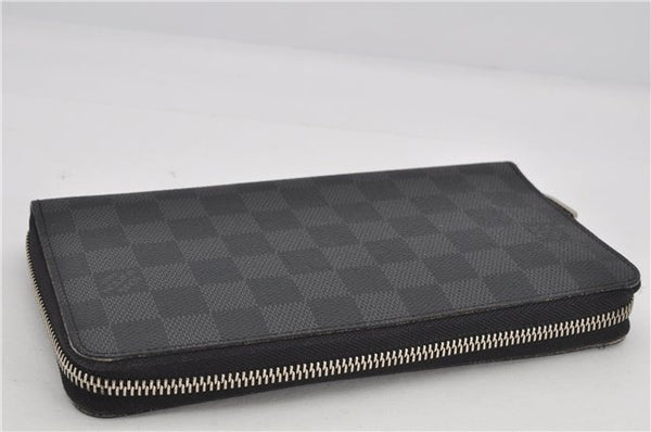 Authentic Louis Vuitton Damier Graphite Zippy Organizer Wallet N63077 LV 6636F