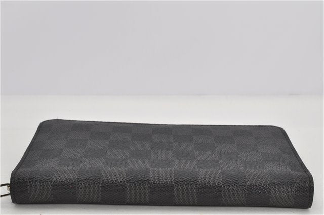 Authentic Louis Vuitton Damier Graphite Zippy Organizer Wallet N63077 LV 6636F