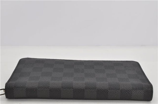 Authentic Louis Vuitton Damier Graphite Zippy Organizer Wallet N63077 LV 6636F