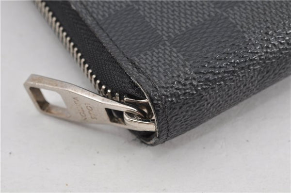 Authentic Louis Vuitton Damier Graphite Zippy Organizer Wallet N63077 LV 6636F