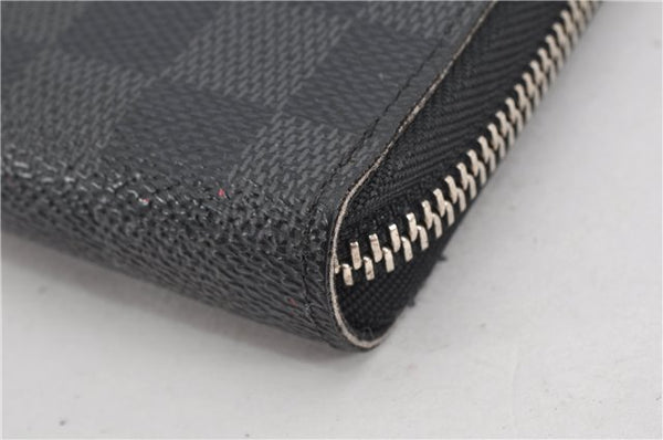 Authentic Louis Vuitton Damier Graphite Zippy Organizer Wallet N63077 LV 6636F