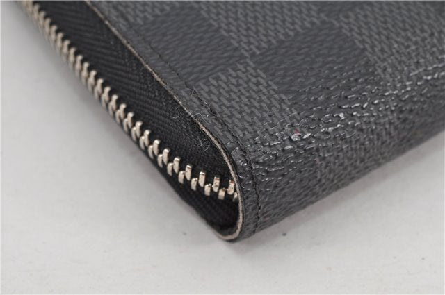 Authentic Louis Vuitton Damier Graphite Zippy Organizer Wallet N63077 LV 6636F