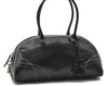 Authentic PRADA Leather Bowling Shoulder Hand Bag Black 6639C