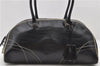 Authentic PRADA Leather Bowling Shoulder Hand Bag Black 6639C