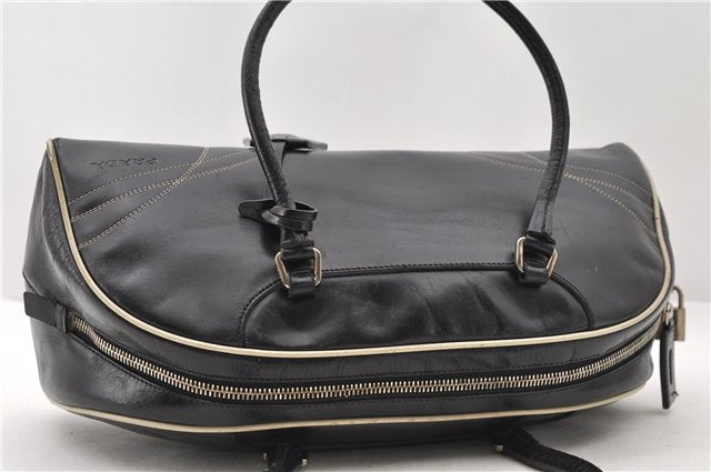 Authentic PRADA Leather Bowling Shoulder Hand Bag Black 6639C