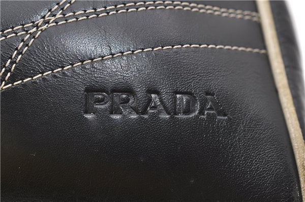 Authentic PRADA Leather Bowling Shoulder Hand Bag Black 6639C