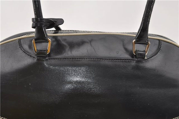 Authentic PRADA Leather Bowling Shoulder Hand Bag Black 6639C