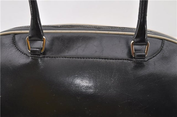 Authentic PRADA Leather Bowling Shoulder Hand Bag Black 6639C