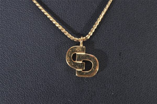 Authentic Christian Dior Gold Tone Chain Pendant Necklace CD 6639I