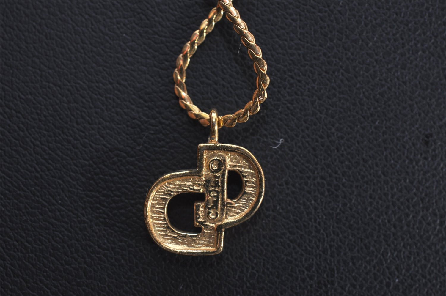 Authentic Christian Dior Gold Tone Chain Pendant Necklace CD 6639I