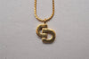 Authentic Christian Dior Gold Tone Chain Pendant Necklace CD 6639I