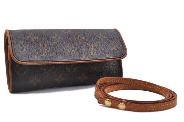 Authentic LOUIS VUITTON Monogram Pochette Twin PM Shoulder Bag M51854 LV 6640C