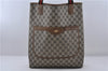 Authentic GUCCI Web Sherry Line Shoulder Tote Bag PVC Leather Brown 6641C