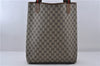 Authentic GUCCI Web Sherry Line Shoulder Tote Bag PVC Leather Brown 6641C