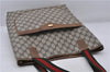 Authentic GUCCI Web Sherry Line Shoulder Tote Bag PVC Leather Brown 6641C