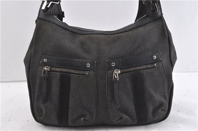 Authentic GUCCI Shoulder Cross Body Bag Canvas Leather 90762 Black 6643C