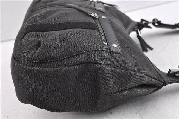 Authentic GUCCI Shoulder Cross Body Bag Canvas Leather 90762 Black 6643C