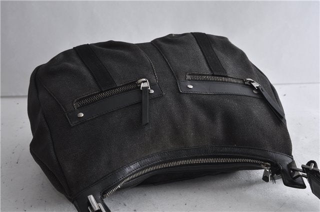 Authentic GUCCI Shoulder Cross Body Bag Canvas Leather 90762 Black 6643C