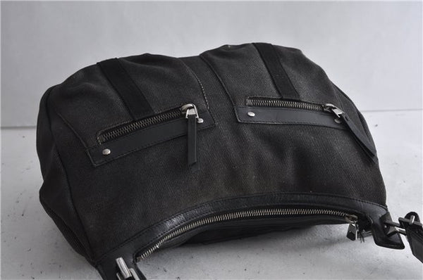 Authentic GUCCI Shoulder Cross Body Bag Canvas Leather 90762 Black 6643C